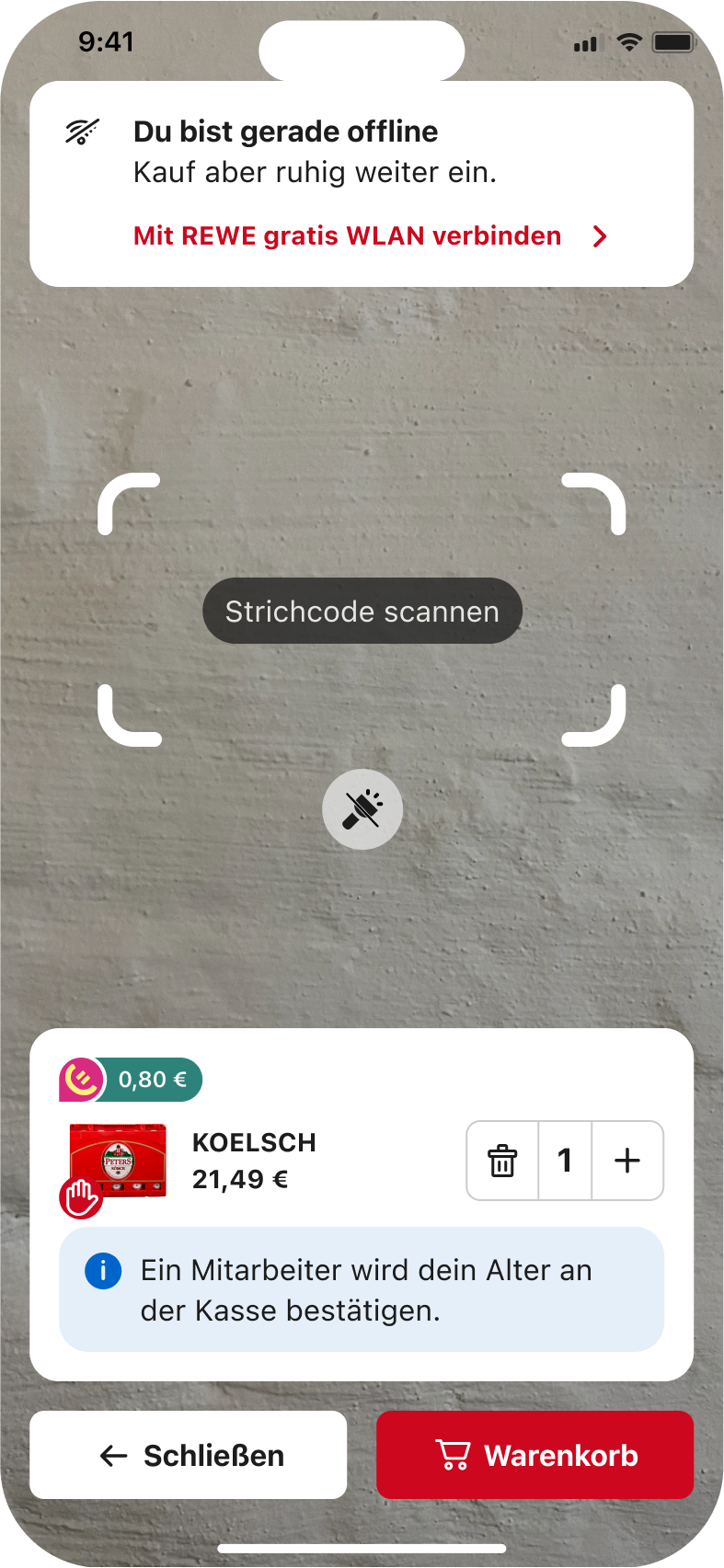 When scanning articles, prices and product names cannot be retrieved and displayed. Some information, however, can be shown.